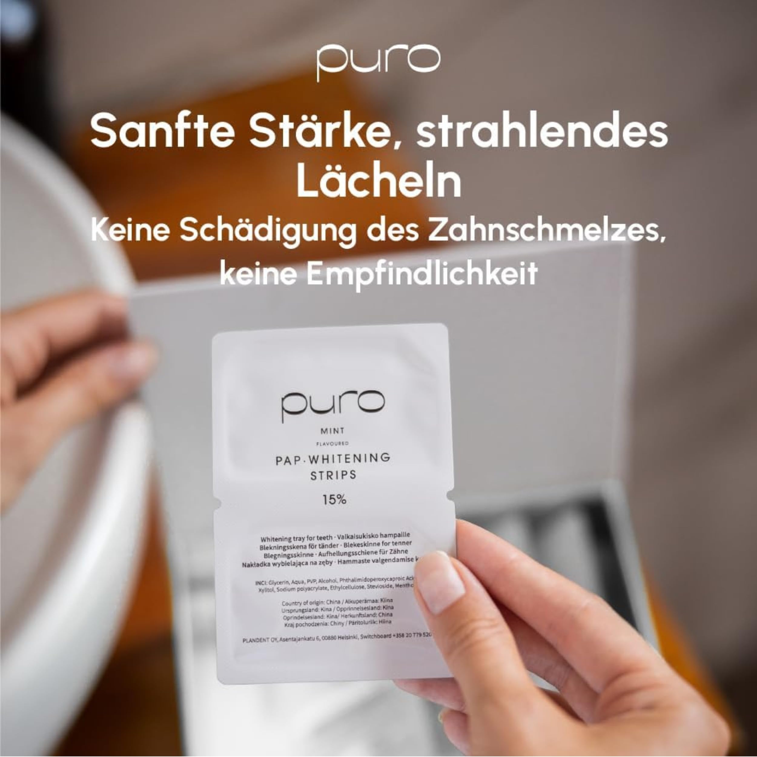 Teeth Whitening Strips - PAP Zahnaufhellung ohne Wasserstoffperoxid, Schmelzschonend & Keine Sensibilität, Flexible Whitening Schienen, Schnelle Ergebnisse, Minze, 10 Stück