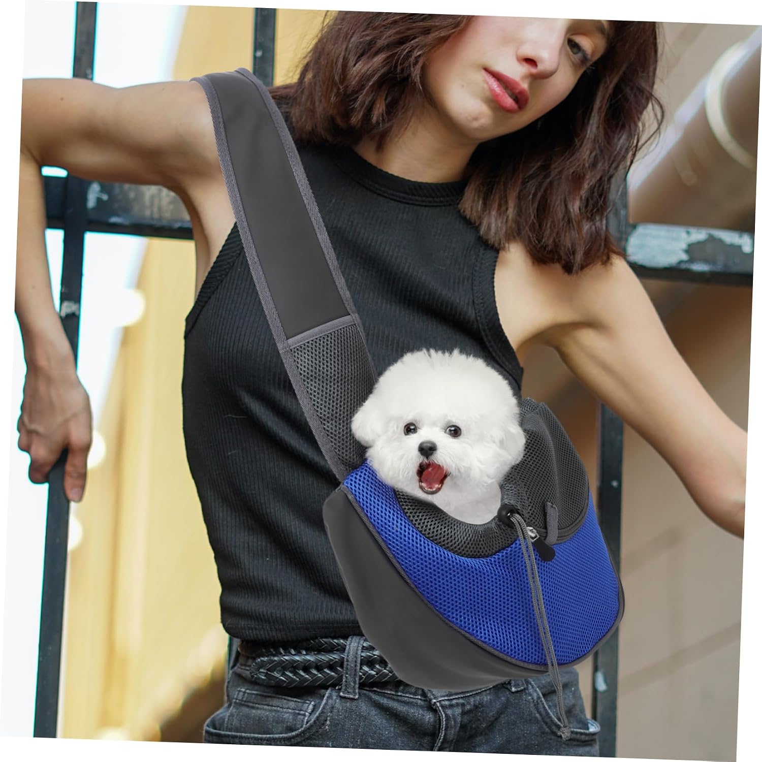 BESPORTBLE Stylish Small Pet Sling Carrier Breathable Dog and Cat Versatile Outdoor Backpack for Dogs Mesh Design for Comfortable Travel