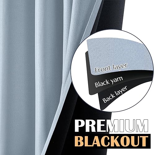 Miniatura 4 de jinchan - Cortina 100% opaca de 90pulgadas de largo, de lino sintético, con aislamiento térmico y ojales en la parte superior, para sala de estar y