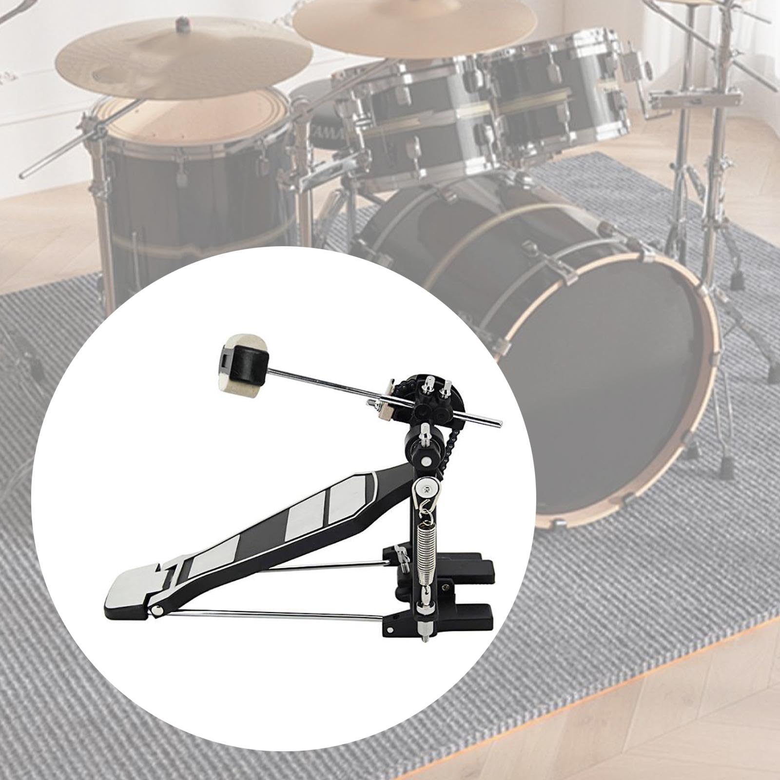 Vaveren Bass Drum Pedal Single Kick Drum Pedal Drummer Gifts Single Chain Drum Accessories Stable Replacement Drum Set Kit Portable