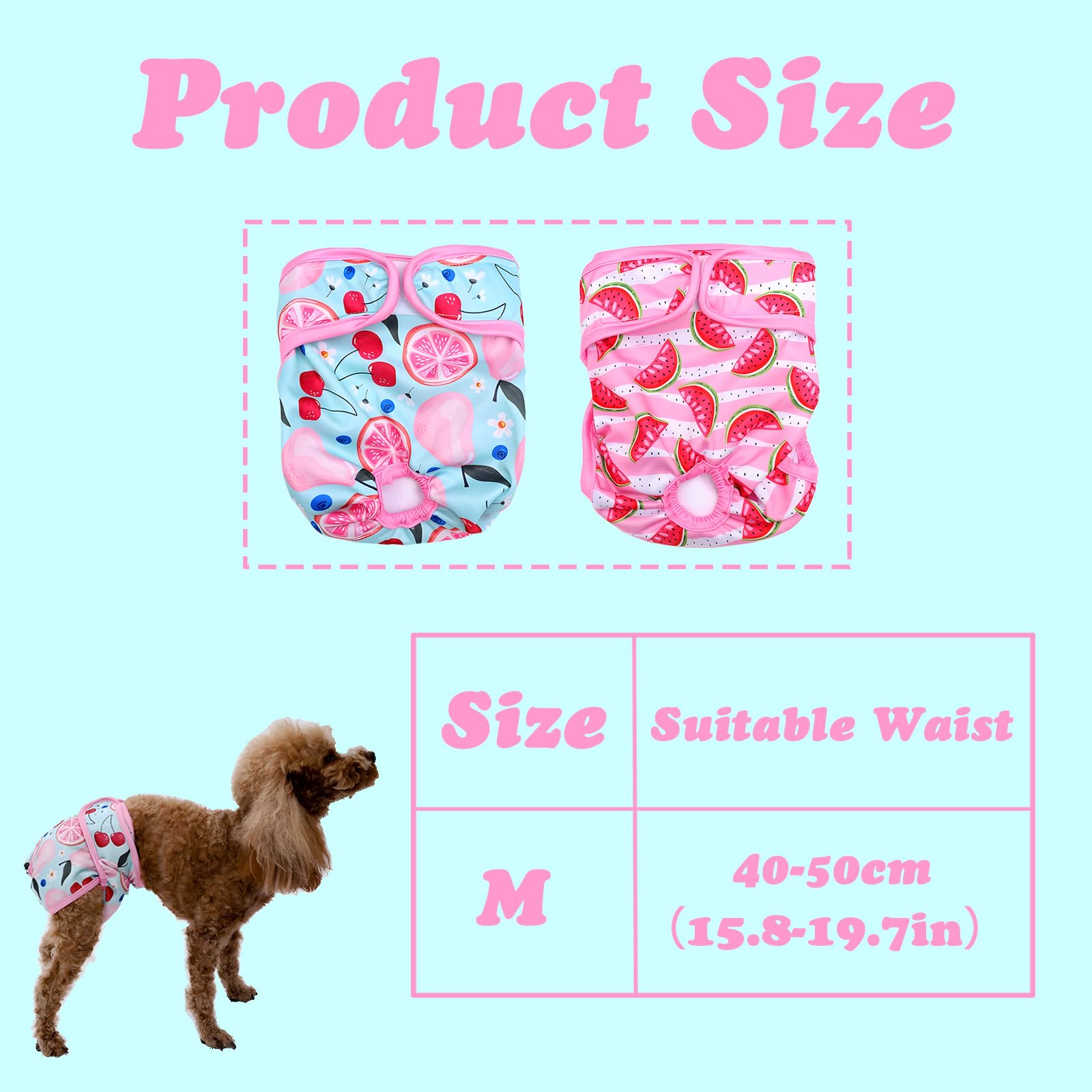 LURVOUS 2 Pack Dog Nappies, Reusable Dog Period Pants, Washable Female Period Pants for Dogs Female Pet Pant Dog Season Pant - Image 2