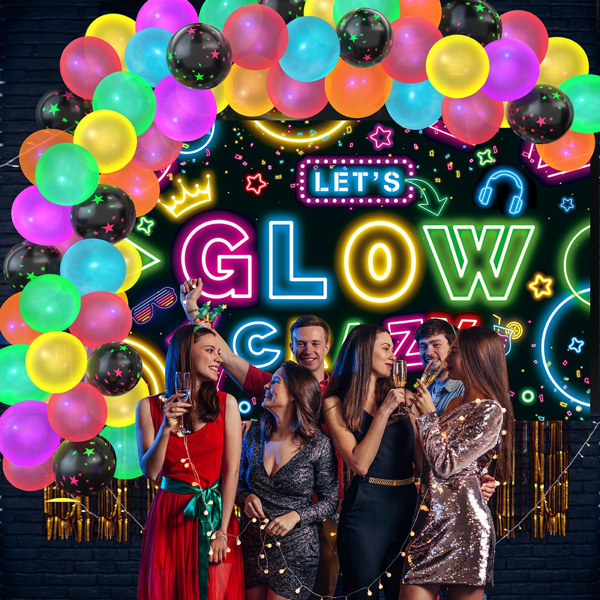 Amazon.com: Jumpama Neon Glow Party Decorations Glow in the Dark Party  Supplies 60Pcs UV Blacklight Luminous Neon Balloons Arch Kit and Let's Glow  Crazy Decorations Backdrop for Birthday Sleppover Decor : Toys