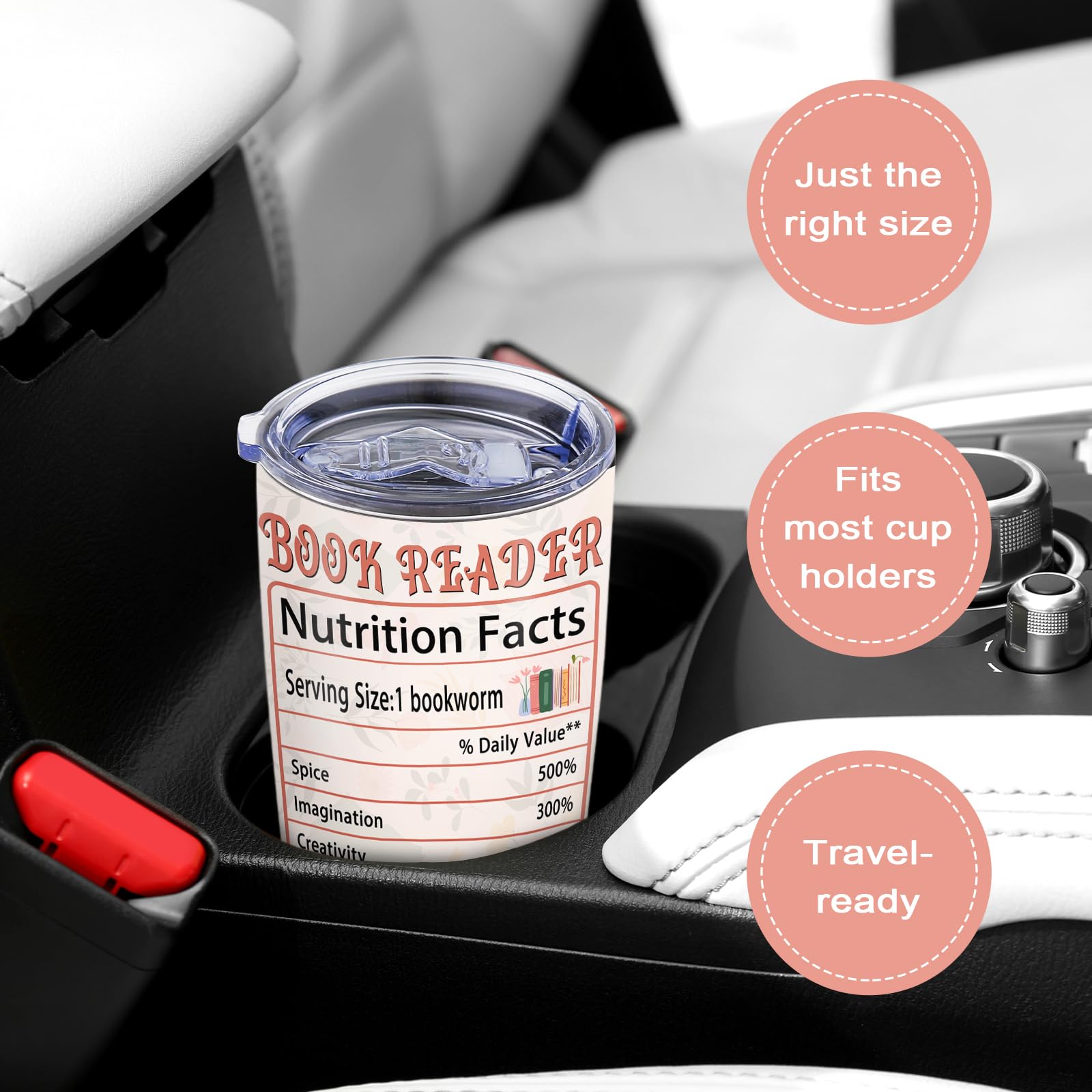 Tasse En Verre 473 Ml Pour Amoureux Des Livres - Couvercle Bambou, Paille Inox, Motif "The Reader"