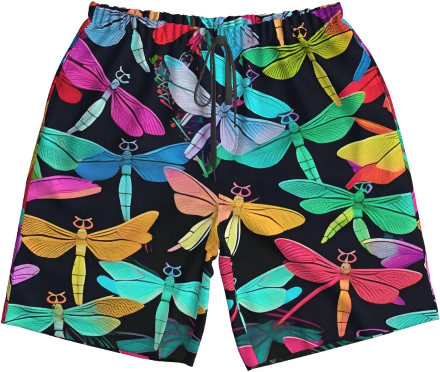 Cute Dragonflies Print Mens Casual Shorts Drawstring Summer Beach Stretch Shorts Novelty Swimtrunks