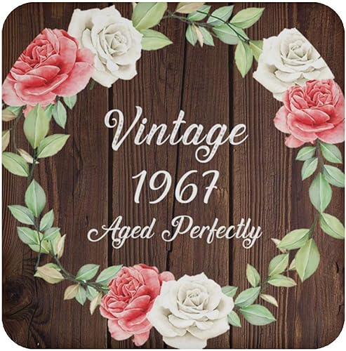 Gifts, 58th Birthday Vintage 1967 Aged Perfectly, Drink Coaster A Mat Wipe-Clean Non-Slip Non-Skid Cork Back - for Anniversary Christmas Mothers Day