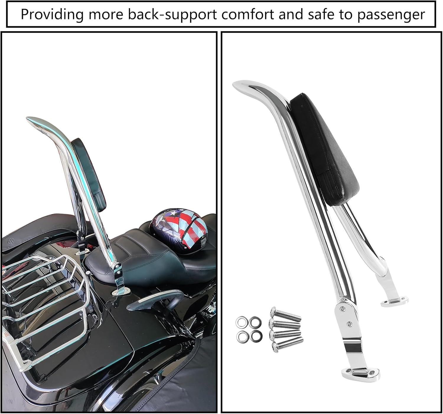 24" Road Glide 3 & Freewheeler Sissybar Pad Motorcycle Passenger Backrest Sissy Bar for Harley Davidson FLRT FLTRT 2015-2024