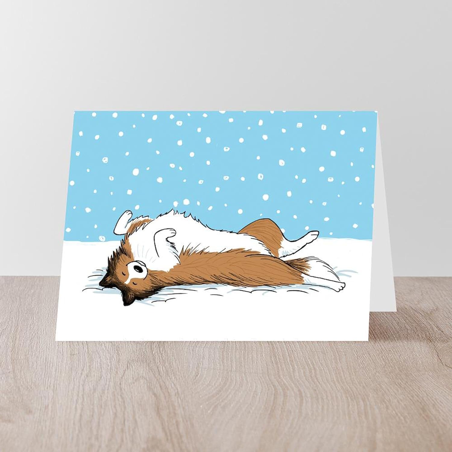 CafePress Sheltie Snow Holiday Greeting Card (20-pack), Note Card with Blank Inside, Birthday Card Matte