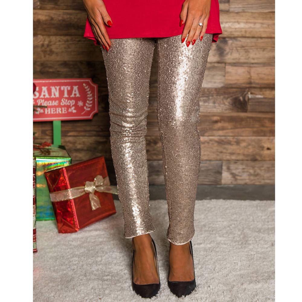 Leggings da donna con glitter, pantaloni da yoga a vita alta, con glitter | Leggings da donna con glitter, morbidi ed elasticizzati, comodi pantaloni per il tempo libero, abbigliamento festivo per rave