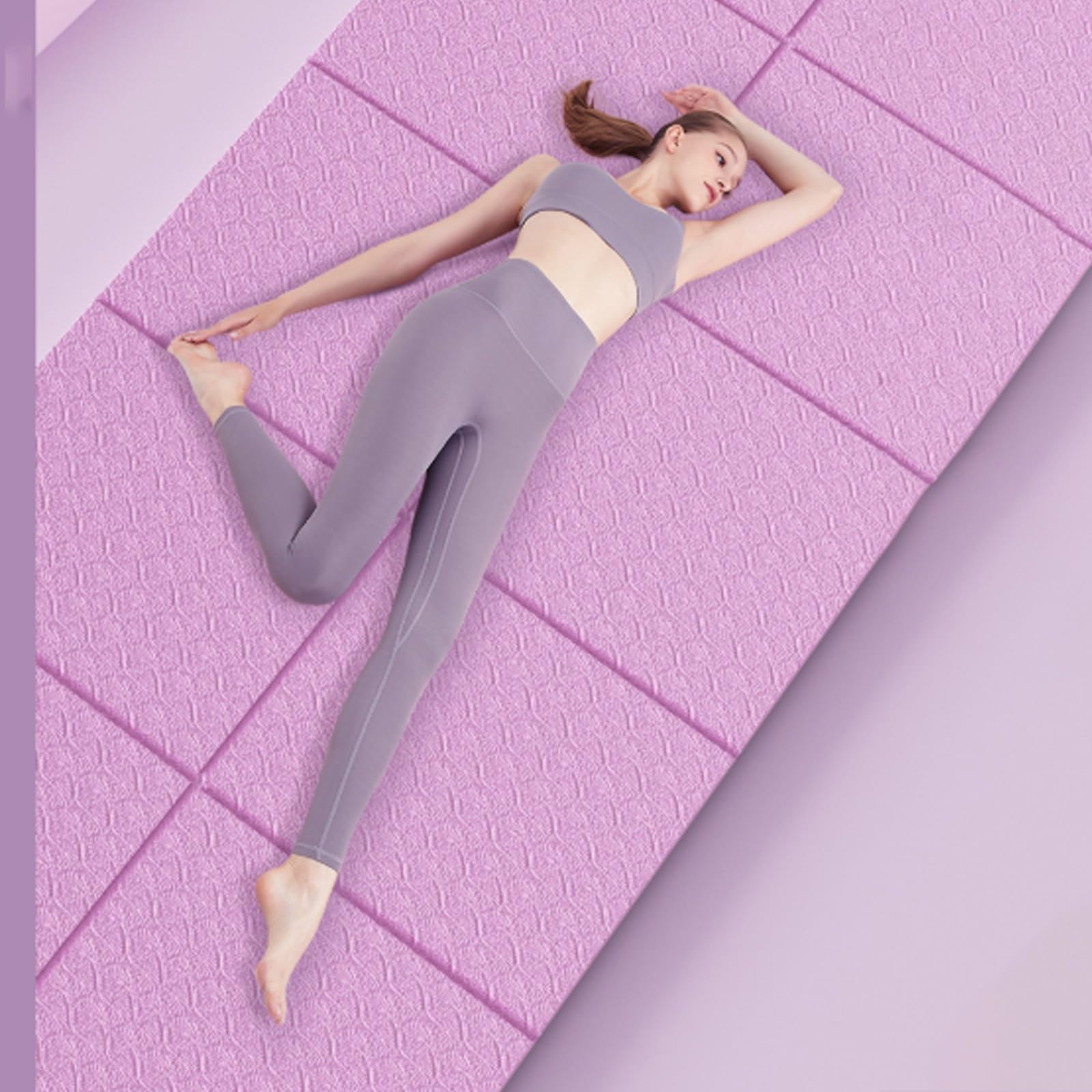 Esterilla de Yoga Plegable,Alfombrilla de Entrenamiento Outdouse,Antideslizante Pilates Mat,CóModo Suave Estiramientos Mat,para Deporte En Casa,Con Bolsa de Almacenamiento