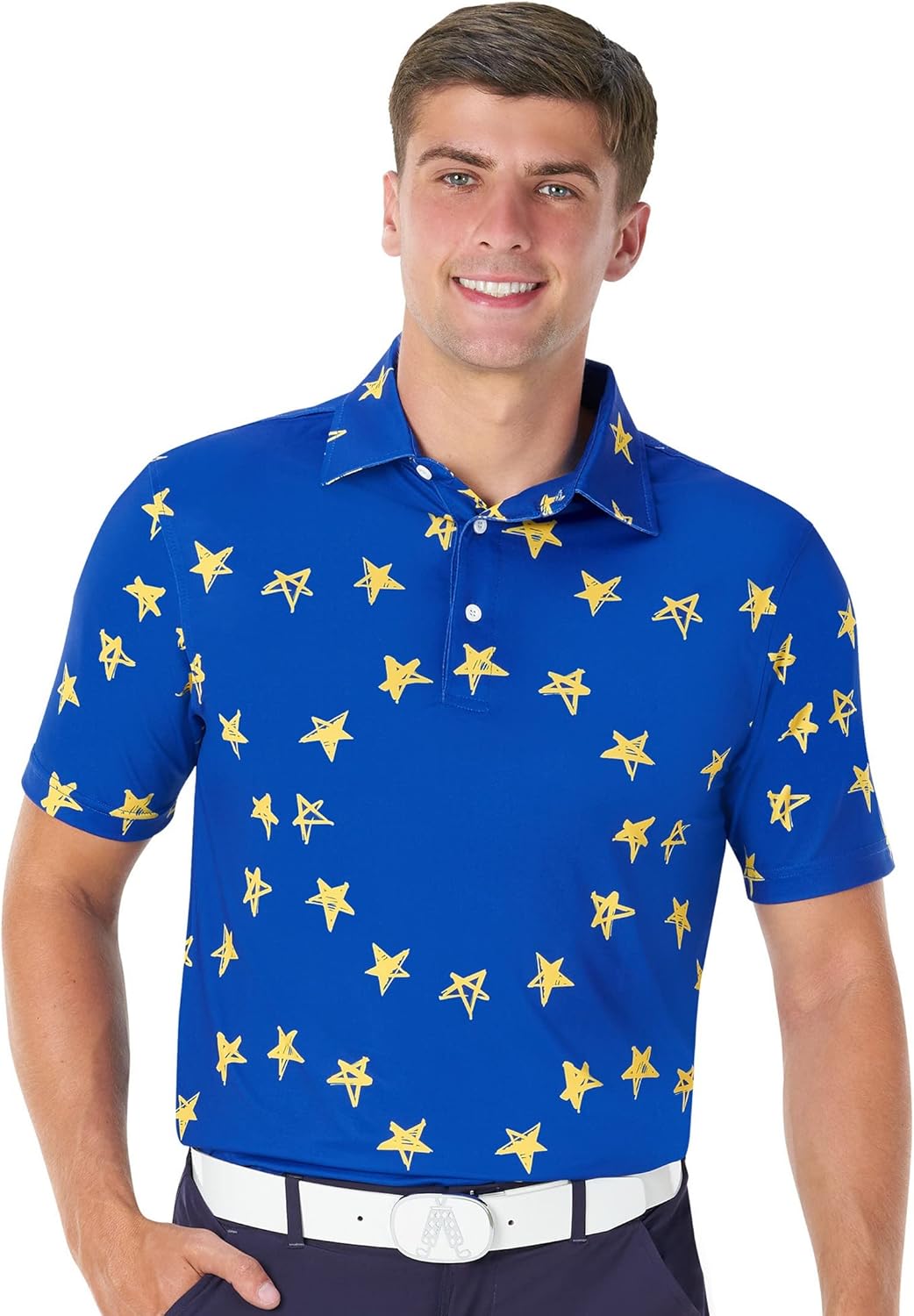 Royal & Awesome American Flag Golf Shirt, Patriotic Golf Shirt, USA Golf Shirts