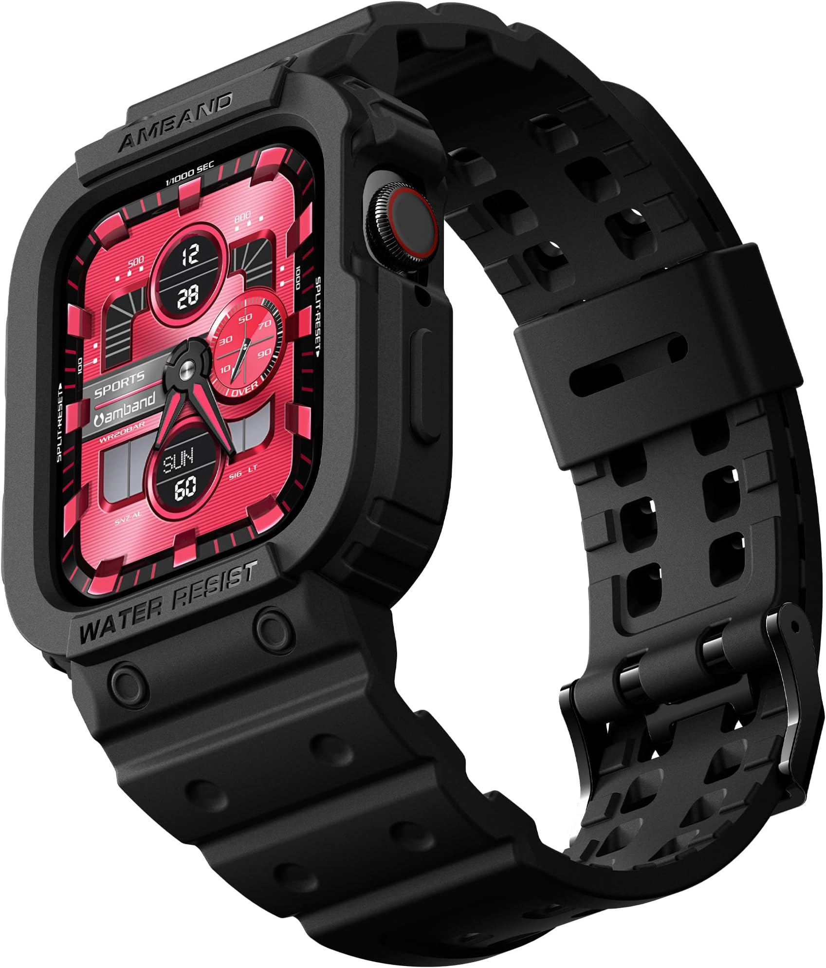 amBand E1 Sport Case Band for Apple Watch Ultra 3/2/1 & SE 3/2/1 & Series 11 10 9 8 7 6 5 4 3 49mm 46mm 45mm 44mm 42mm 41mm 40mm 38mm, Shockproof & Scratch Resistant Rugged Bumper for Men Women