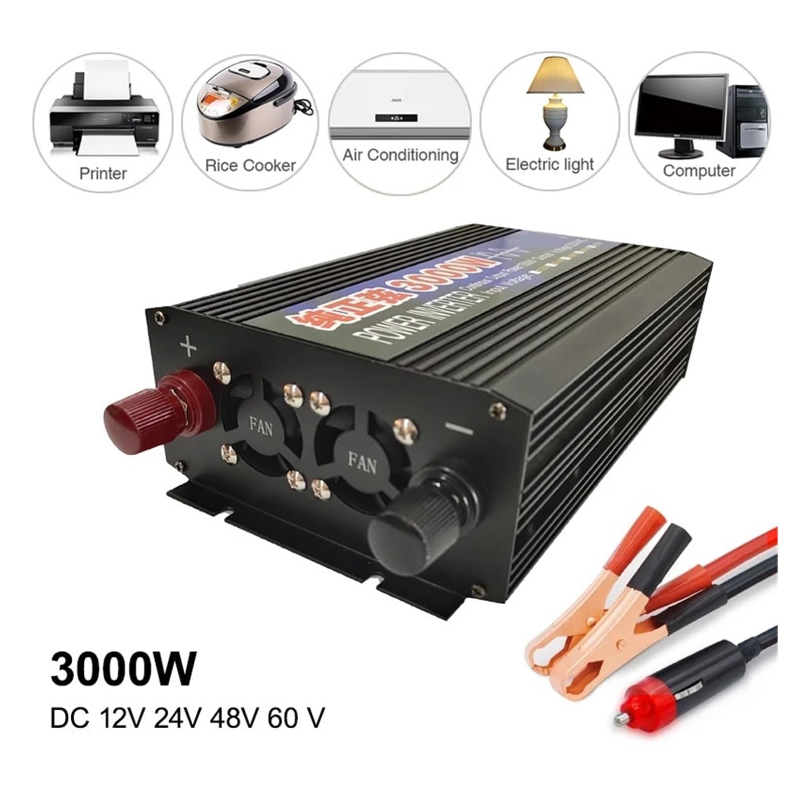 Inversor De Onda Sinusoidal Pura De 4000W, 3000W, 2600W, 2000W, 1600W, 1000W, CC De 12V A CA De 60Hz, Inversor De Coche De Potencia(2000W)