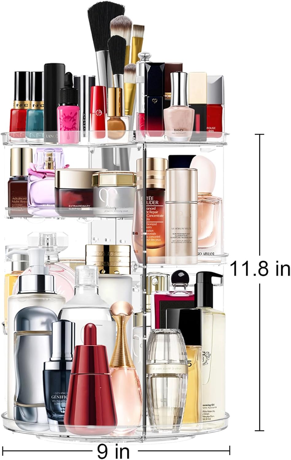 Makeup Organizer 360 Rotating Cosmetic Organizer DIY Adjustable Makeup Carousel Spinning Holder Rack, Large Capacity Cosmetic Storage Box Makeup Brushes Organizer for Vanity Countertop (Clear) - Image 6