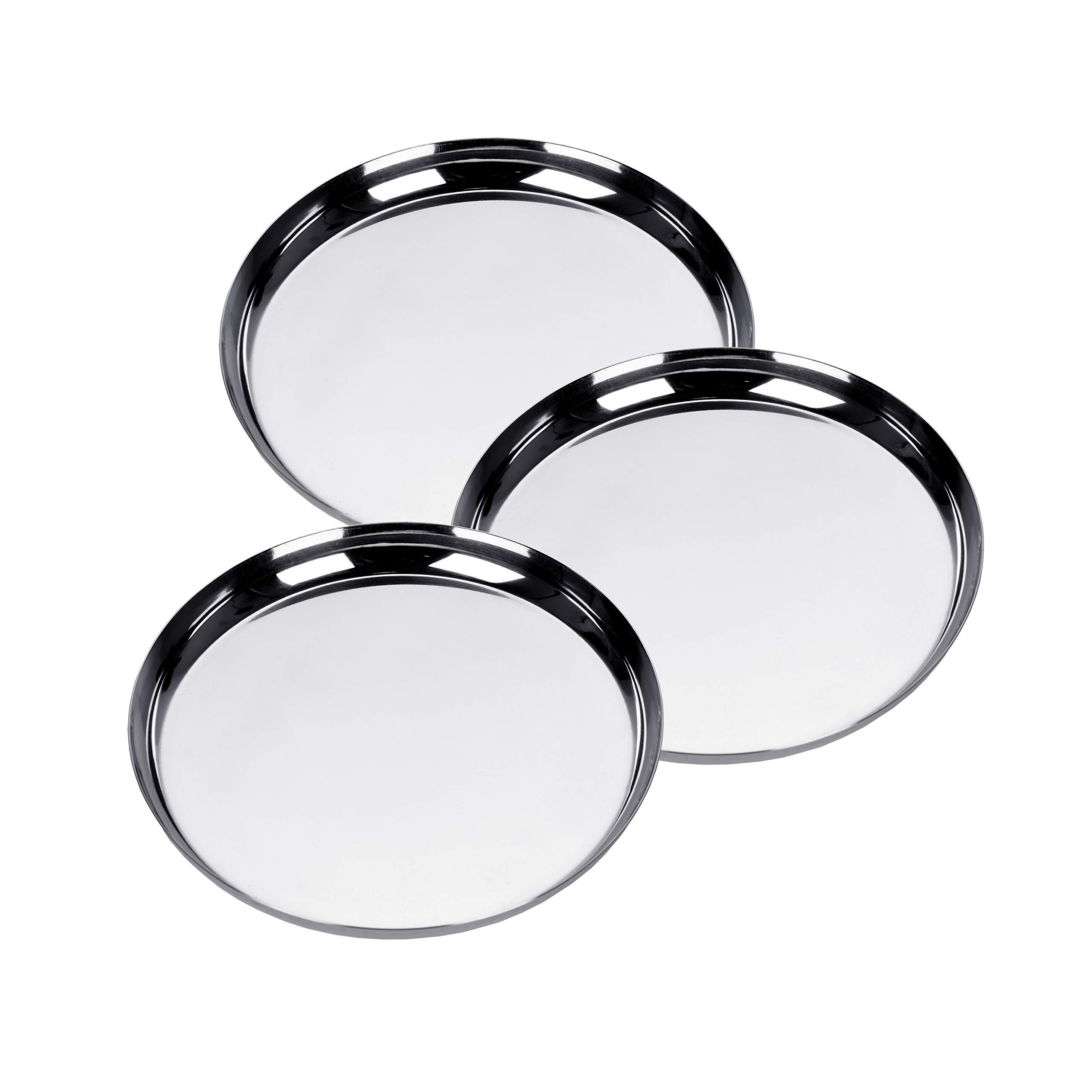Sumeet Stainless Steel Apple Shape Heavy Gauge Snack Plates with Mirror Finish -22.8Cm Dia - Set of 3 Pcs - Image 6 thumbnail