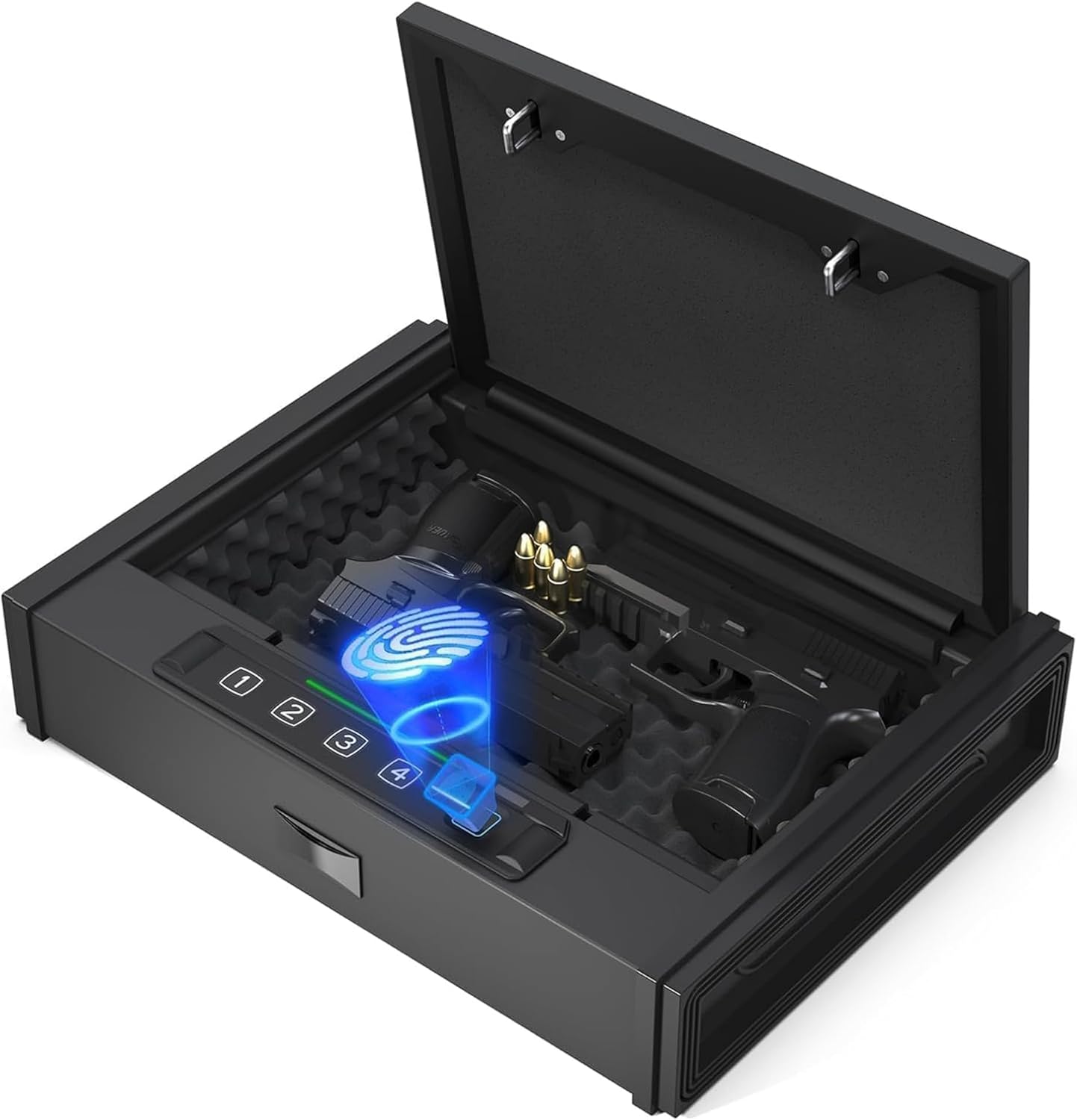 Biometric Handgun Protected for Pistols with Fingerprint & Keypad Lock – Fast Entry Safety Protected, Mounted Gun Protected for Dwelling & Nightstand