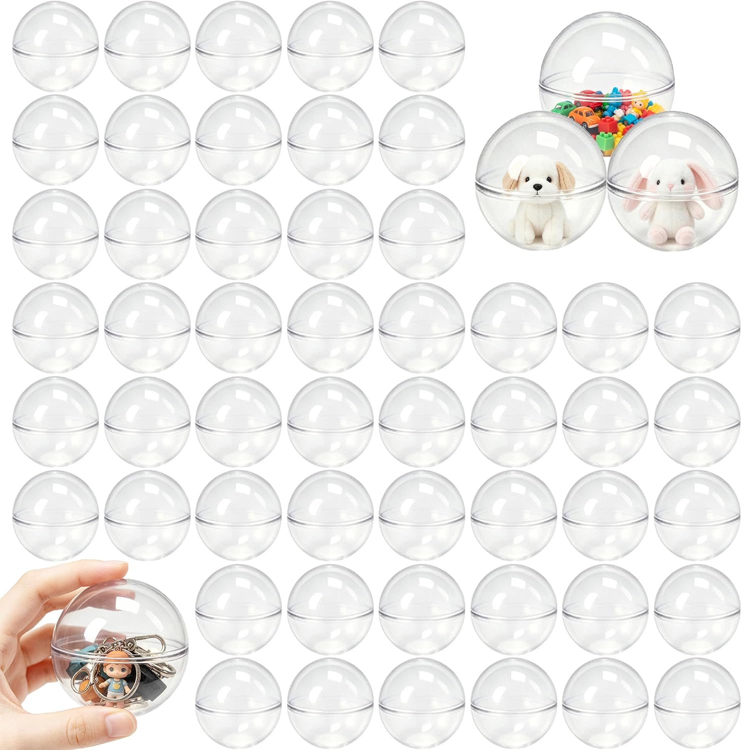 210 Pcs 1.77 Inch Vending Machine Capsules, Clear Gumball Machine Capsules, Empty Round Plastic Claw Balls, Plastic Containers for Prizes, Easter, Party Favors, DIY Crafts, Gift