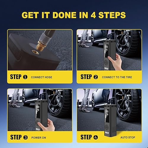 Miniatura 5 de Inflador de neumáticos, compresor de aire portátil, bomba de aire inalámbrica 150PSI más rápida con función de apagado automático para automóvil,