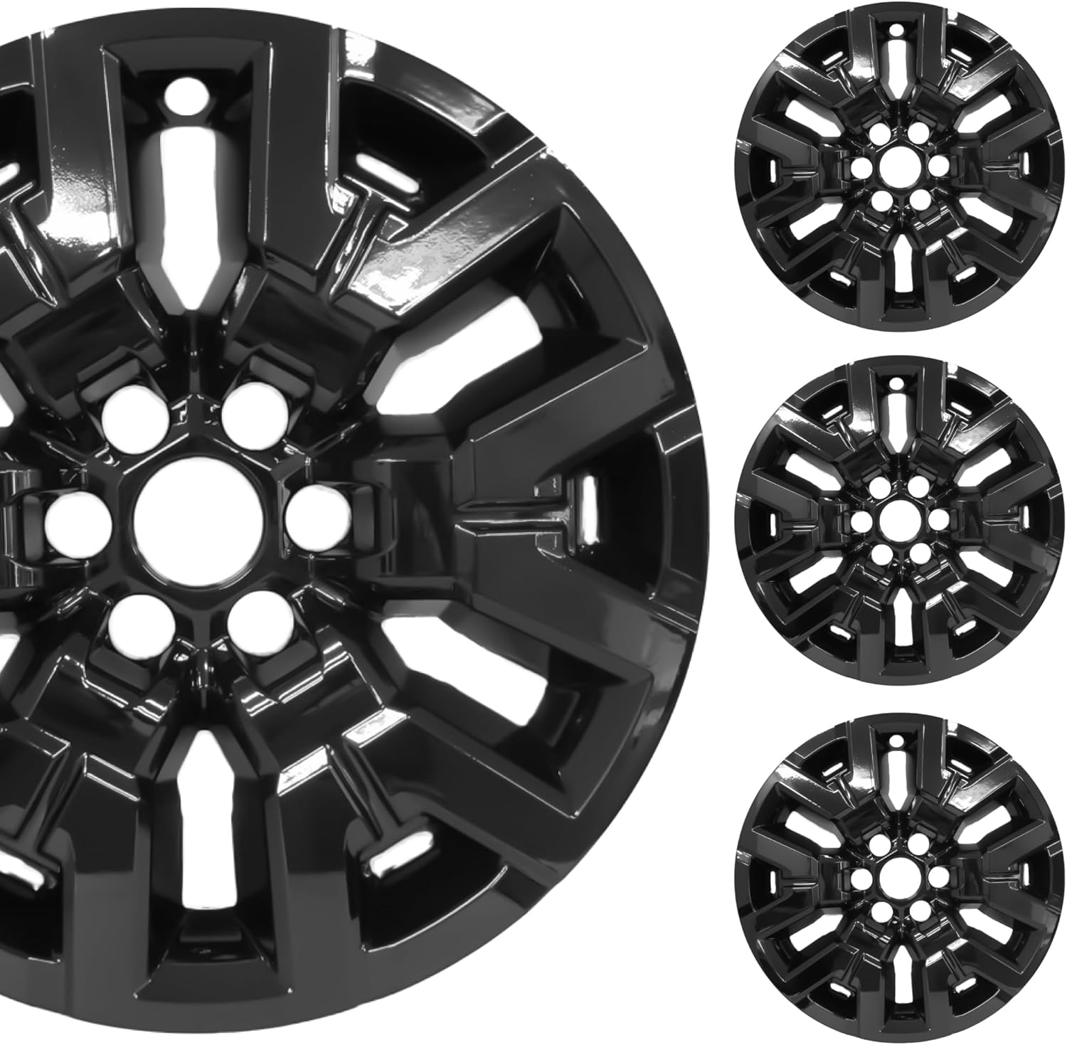 17" Gloss Black Wheel Skins Compatible with Nissan Frontier SV (2022-2024) | Durable ABS Plastic Cover Hubcap | Fits Directly Over OEM Wheel