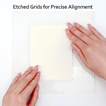 Low Tack Sticky Mat with Grid for Stamping Stenciling Ink Blending, 8.25 X 8.25 Multi-Use Non-Slip Clear Photopolymer Craft Low Tacky Mat for Card Making Hold Your Cardstock in Place When Stamping