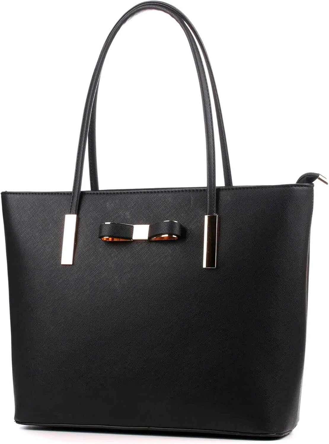 Travel Tote Bag for Women Black Purse Fashion Bow With Zip Large Shoulder Bag Top Handle Handbag for Laptop Work