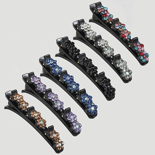 Miniatura 4 de Pinzas para el cabello trenzadas para mujer, bonitas con diamantes de imitación decorativos, seccionación de múltiples clips