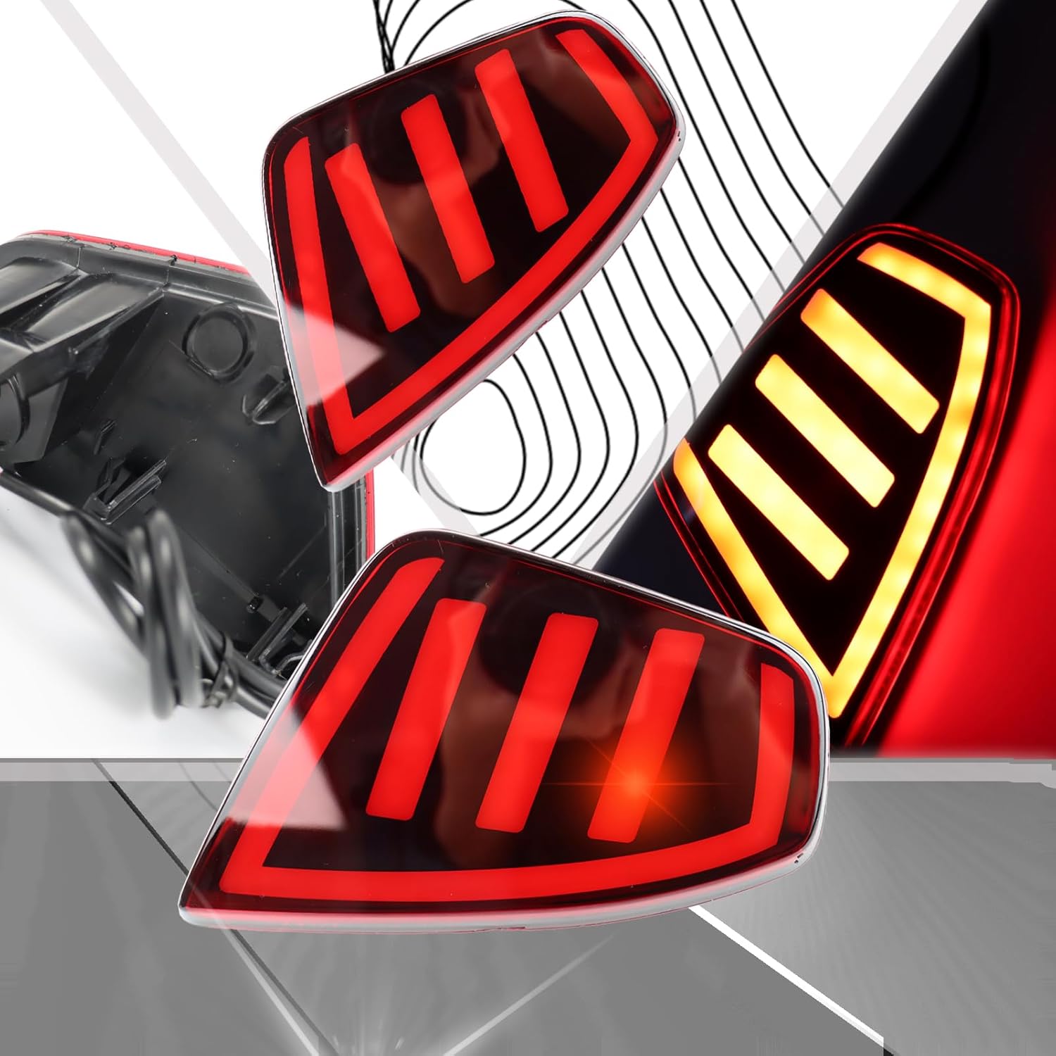 Upgrade LED Rear Bumper Reflectors Light Fog Brake Tail Lamps Compatible with Subaru Crosstrek 2024 2025 Replace OEM Stock Reflector Sequential Turn Signal Light