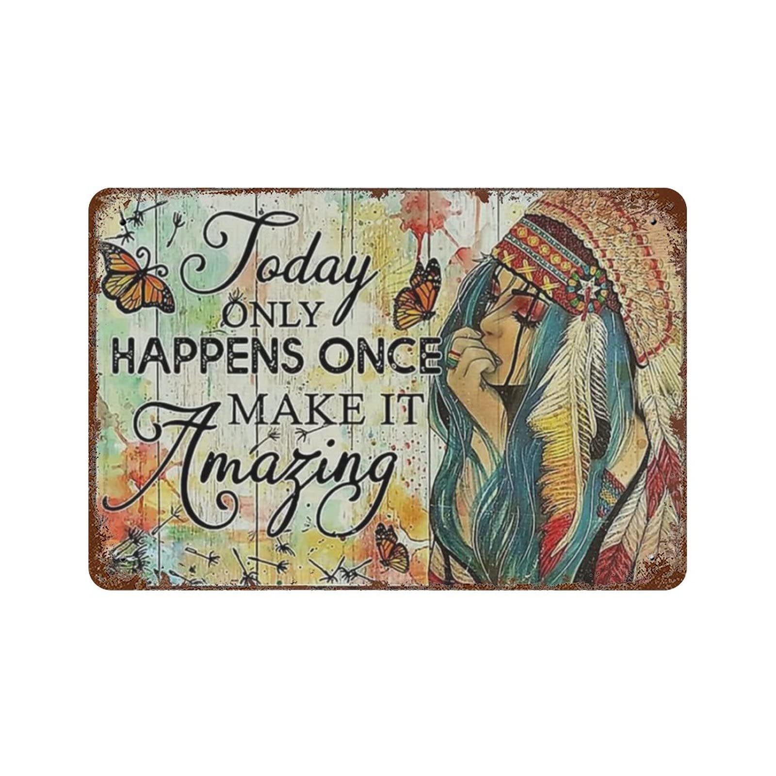 AOOEDM Today Only Happiness Vintage Metal Sign Tin Sign for Home Bar Pub Kitchen Man Cave Tin Sign Wall Decor Poster Wall Plaque