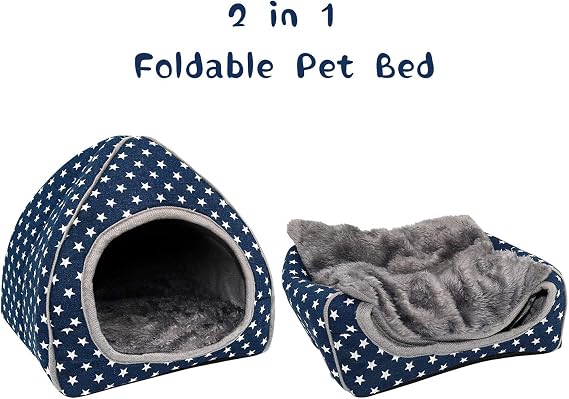 BWOGUE Guinea Pig Bed Hideout, Washable Hamster Cave for Small Animals