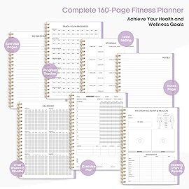Fitness Workout Journal for Women & Men, A5(5.5 x 8.5) Workout Log Book Planner for Tracking, Progress, and Achieving Your Wellness Goals-Lavender