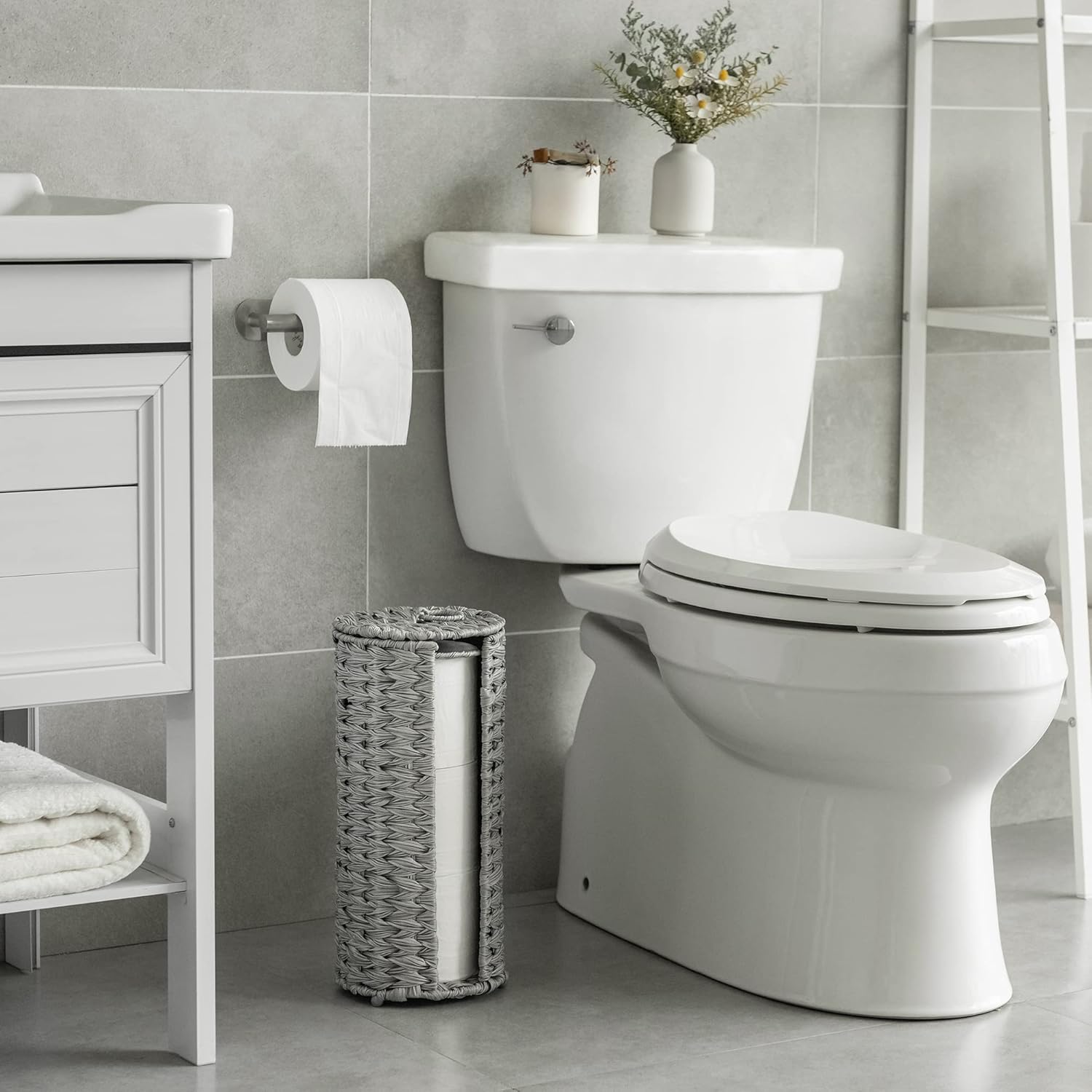 GRANNY SAYS Bundle of 1-Pack Freestanding Toilet Paper Holder Stand & 1-Pack Tissue Holder for Bathroom