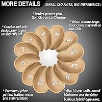 Vista 21 de FINGER TEN Premium Synthetic Leather Stylish Iron & Wedge Golf Head Covers Value 12 Piece Set, Embroidered Labels & Fits Most Clubs Gift Set, Travel