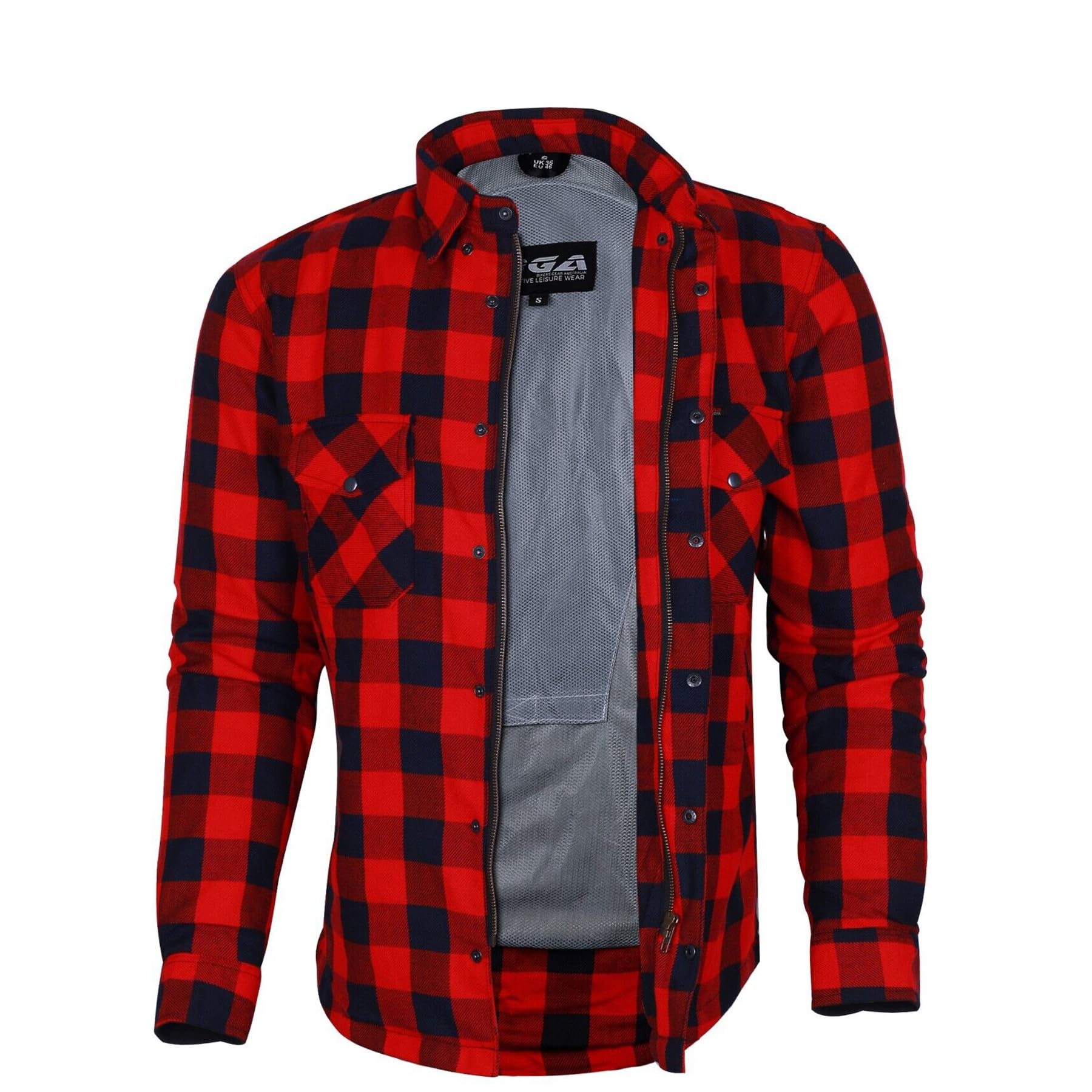 Bikers Gear Australia Motorcycle Kevlar Aramid Lined Protective Flannel Shirt