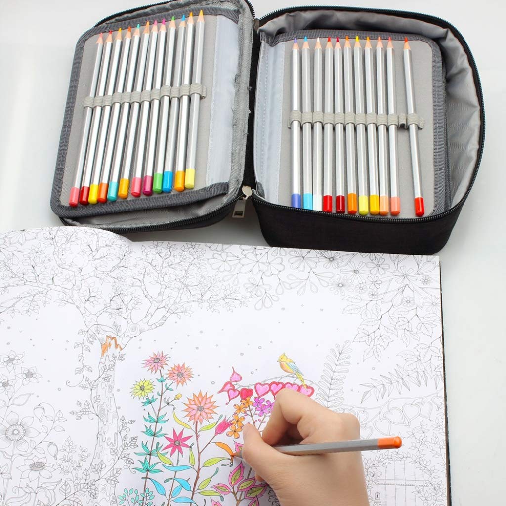 72 scomparti per matite, grande capacità, astuccio, portamatite colorato, multistrato, per scuola, ufficio, arte (blu)