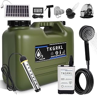 Camping Shower with Heater and 5-Gallon Water Jug, 6000mAh Rechargeable ...