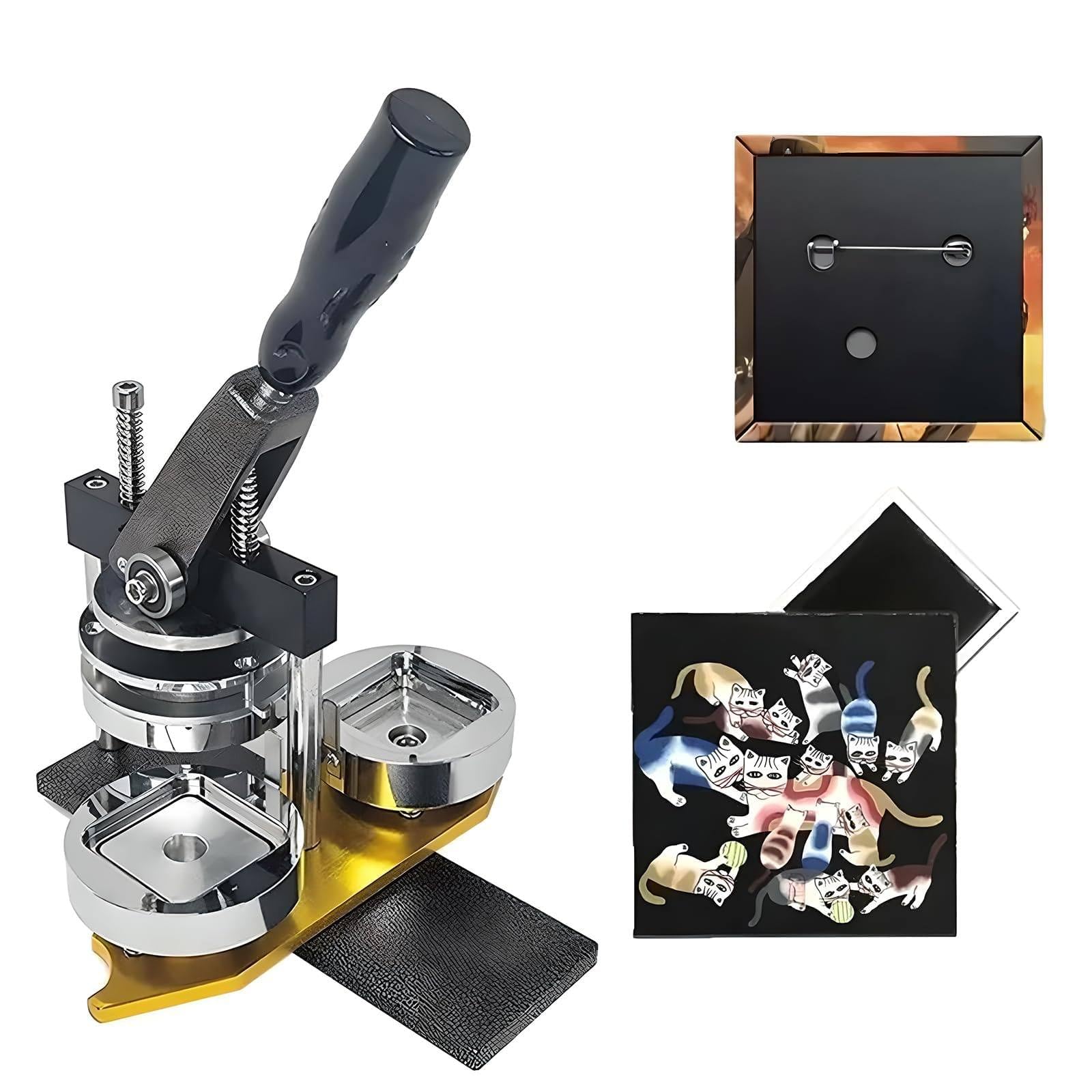 ZXGRfdefa Badge maker, 50 x 50mm，Fridge Magnet Button Maker Machine with Paper Cutter, Badge Material