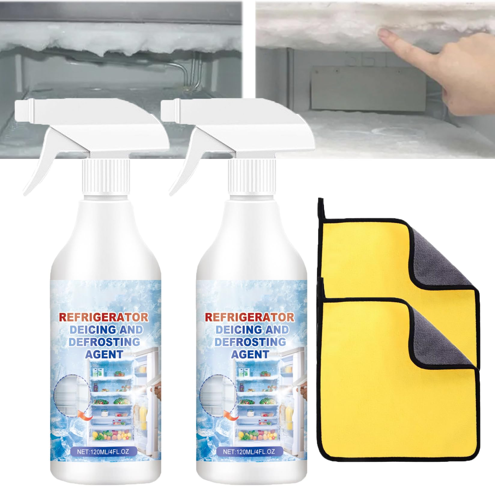 Xirujnfd Defrosting Spray For Fridge Freezer, 120Ml Refrigerator Defrosting Deicer Spray, De-Icer For Refrigerator Defroster, Defrost Spray For Refrigerator And Freezer (2)