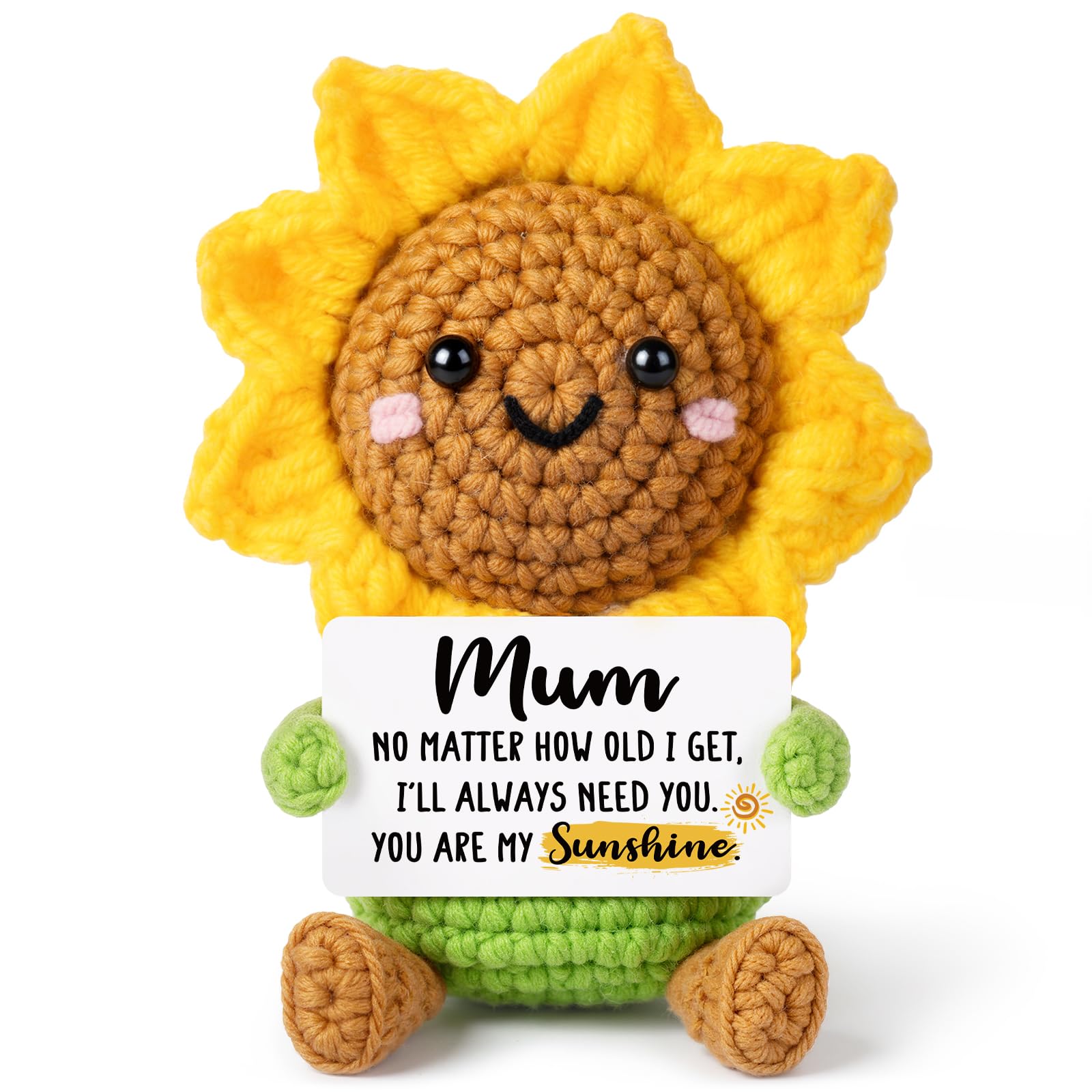 GoMelley Gifts for Mum from Daughter Son - Handmade Crochet Sunflower - Birthday Mothers Day Christmas Thanksgiving Gifts for Mums, Best Mum Gift for Mummy, Mama