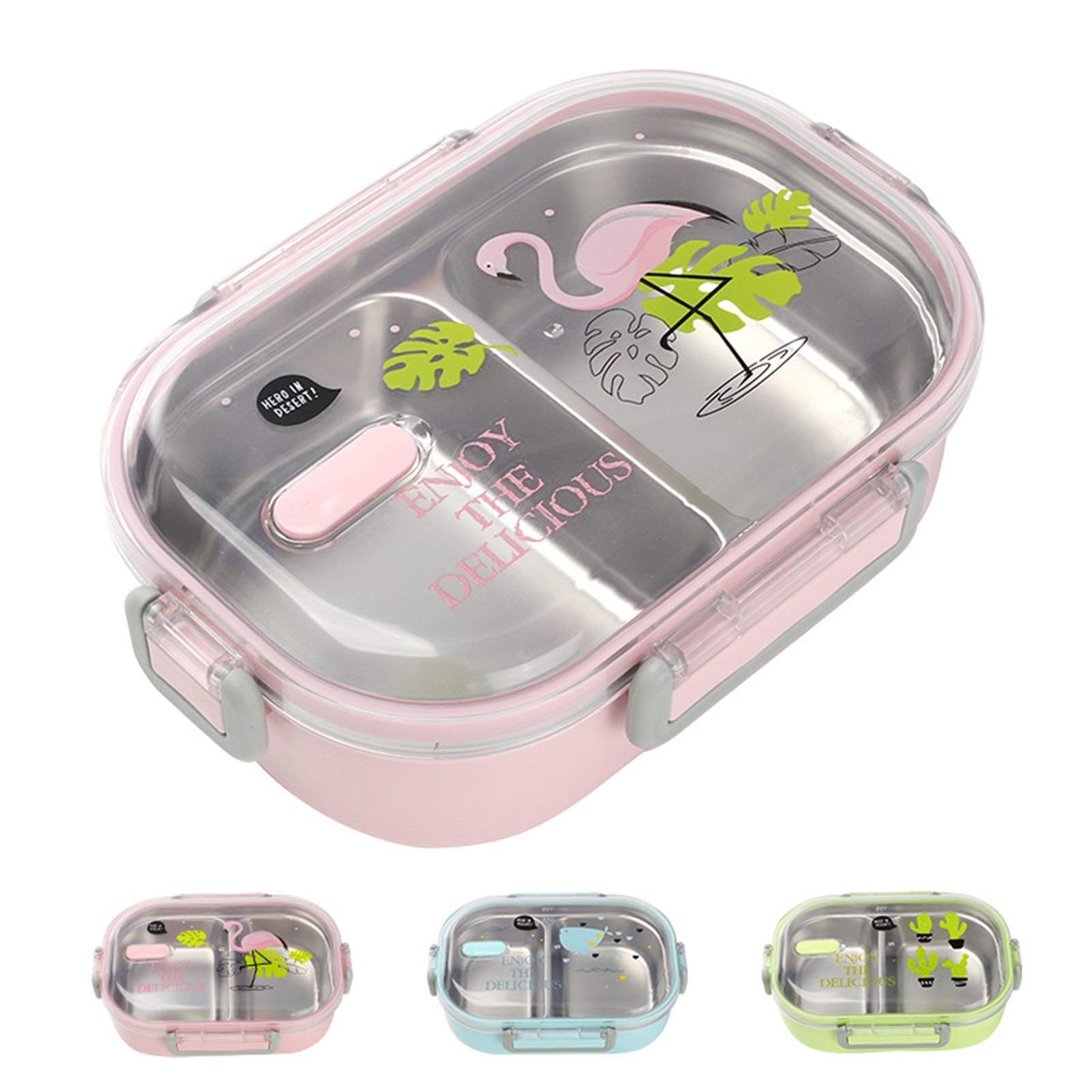 Bento-Boxen, tragbare Lunchbox mit Fach, Geschirr, Edelstahl-Lunchbox, Mikrowellen-Lebensmittelbehälter ，Lunchbox(Green)