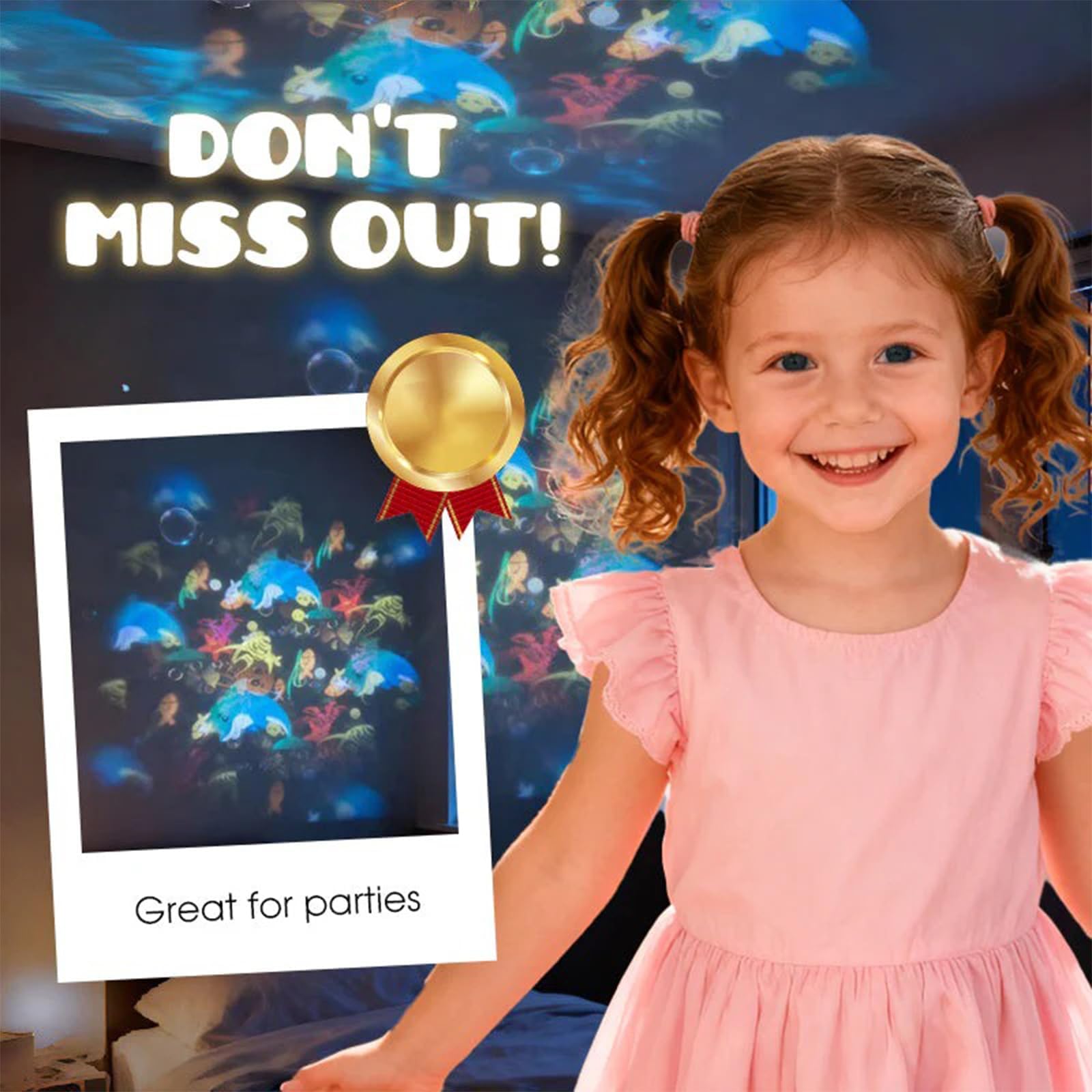 Dynamic Rotating LED Projector Light, 360° Rotating Ocean Night Light Projector, Snowflake/Christmas/𝐨𝐜𝐞𝐚𝐧 Dynamic Patterns, for Indoor Decoration (Ocean,Rechargeable) — view 5