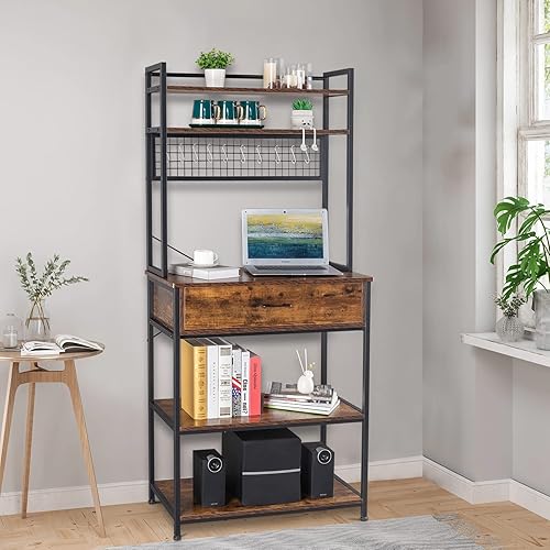 Miniatura 5 de VINGLI Organizador de cocina de 67 pulgadas, soporte para microondas, estante para panadería con un cajón grande, estante de cocina, organizador de