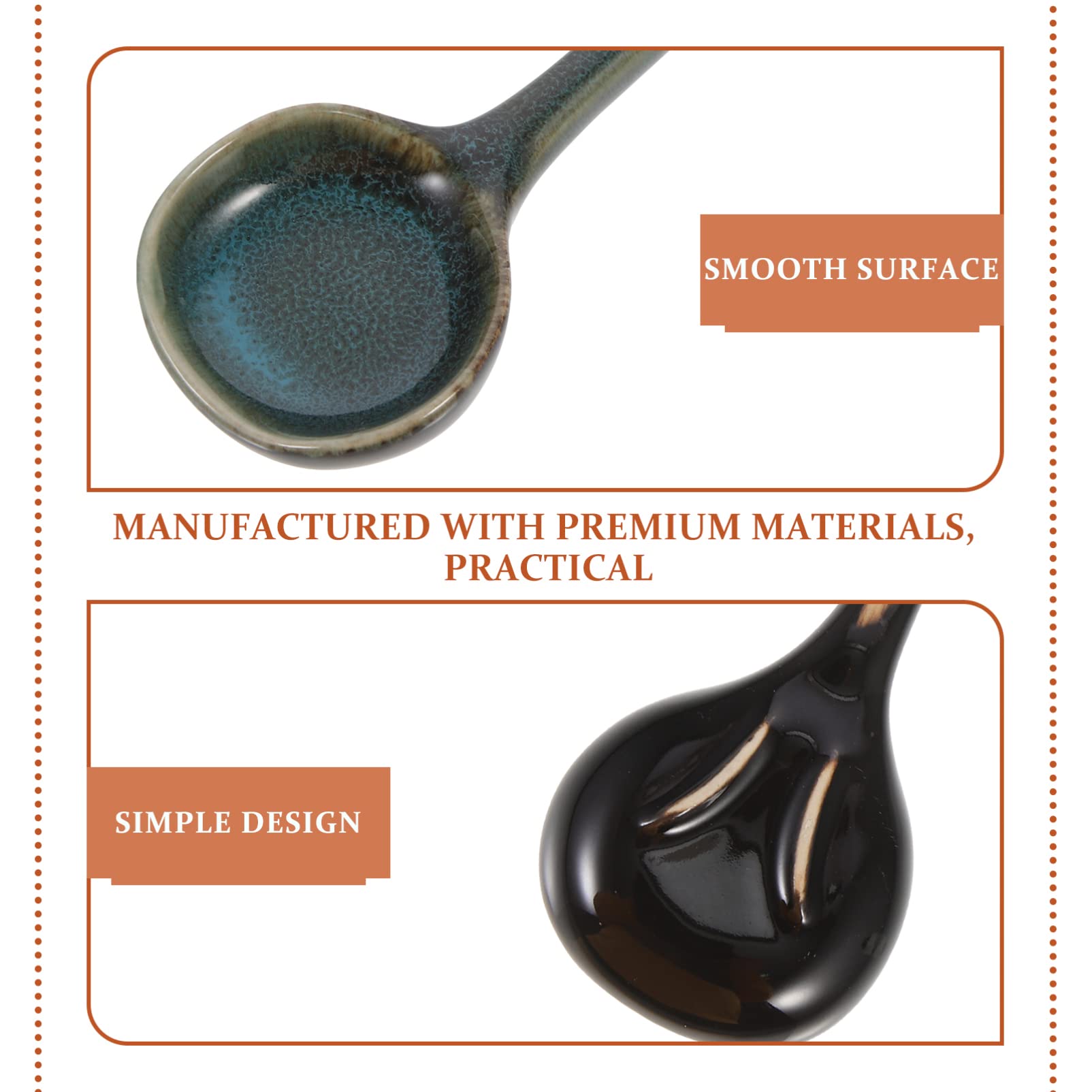 Cabilock Ceramic Long Handle Kitchen Spoon Ergonomic Soup Paddle for Home Restaurant Hotel Use Polished Smooth Design Multi Purpose for Soup Porridge Rice Comfortable Grip