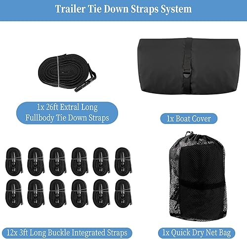 Miniatura 7 de Cubierta de lancha, impermeable 300D, cubierta de barco remollable, lona de grado marino resistente a los rayos UV, se adapta a V-Hull, barco de