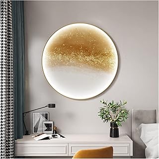 GLigeT Pintura Decorativa Entrada Redonda con Sensor de luz, cableado Libre, Pintura Decorativa, Arte Moderno, Pintura de Pared de Ambiente for Sala de Estar Mural (Color : C, Size : 80cm)