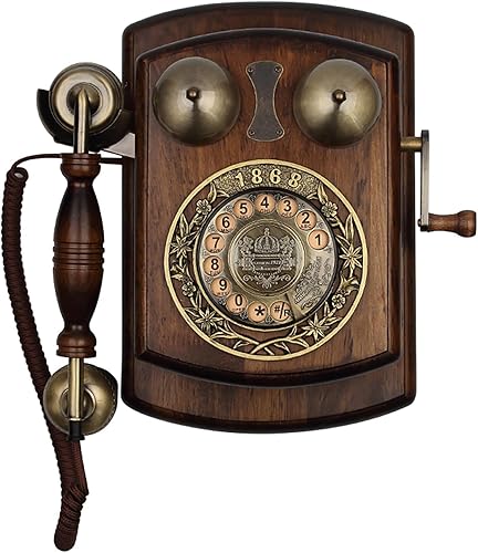 Retro TelephoneCorded PhoneLandline TelephoneVintage Wall Mounted PhoneClassic Old Wooden PhonesRotary Dial Telephone