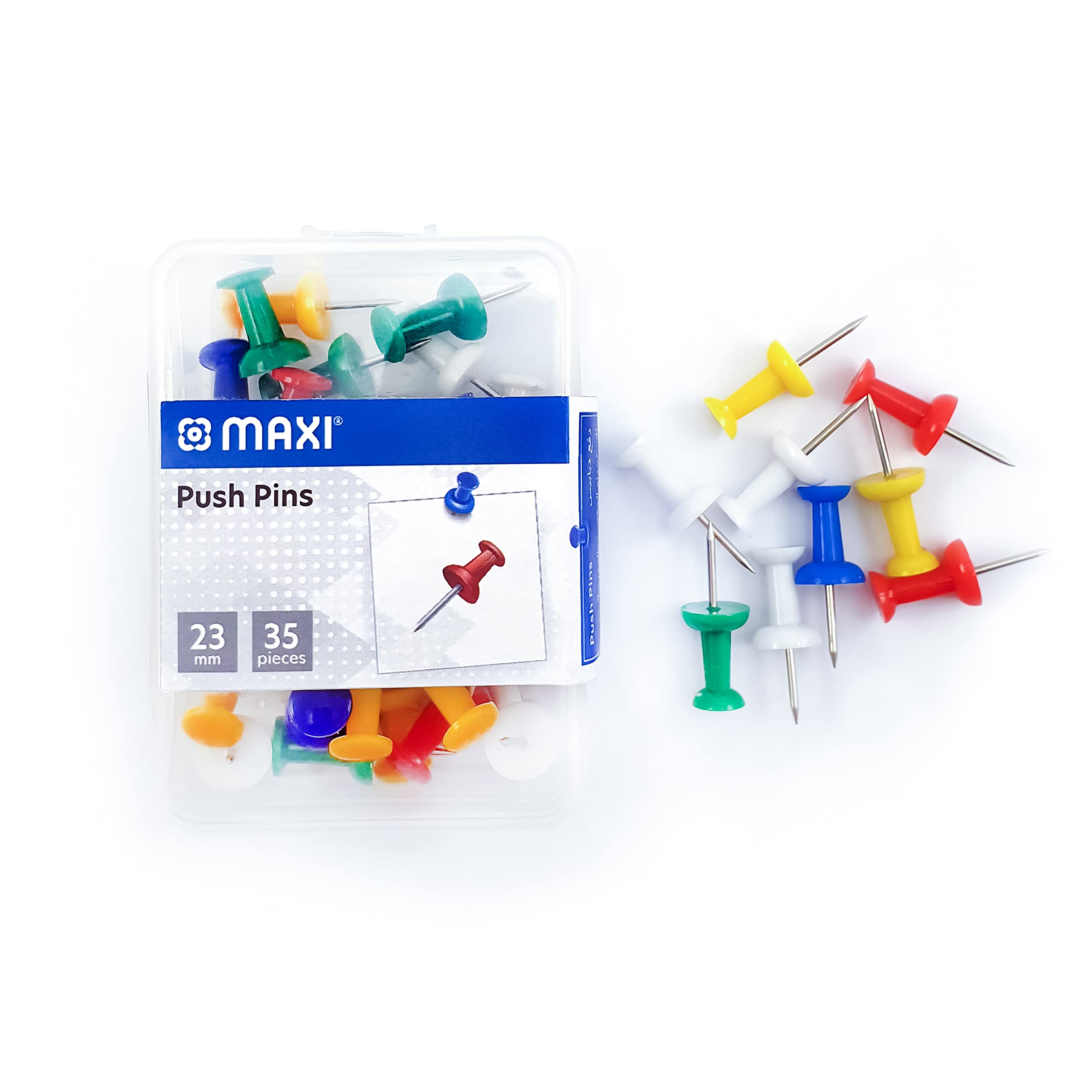 Maxi Push Pins 23mm 35 Pcs Assorted Colours, For Office And School Use, PPN35