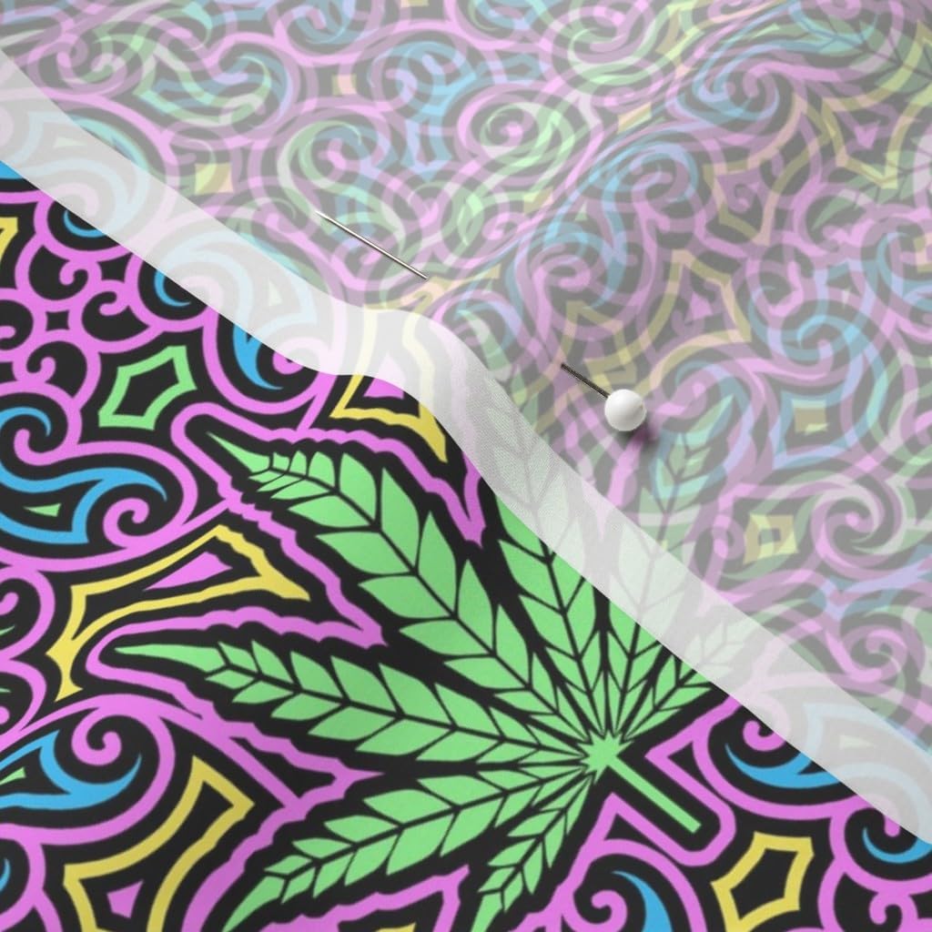 Spoonflower Fabric - Sweet Leaf Color Medium Marijuana Hemp Bright Colors Cannabis 420 Printed on Chiffon Fabric by The Yard - Sewing Fashion Apparel Dresses Home Decor