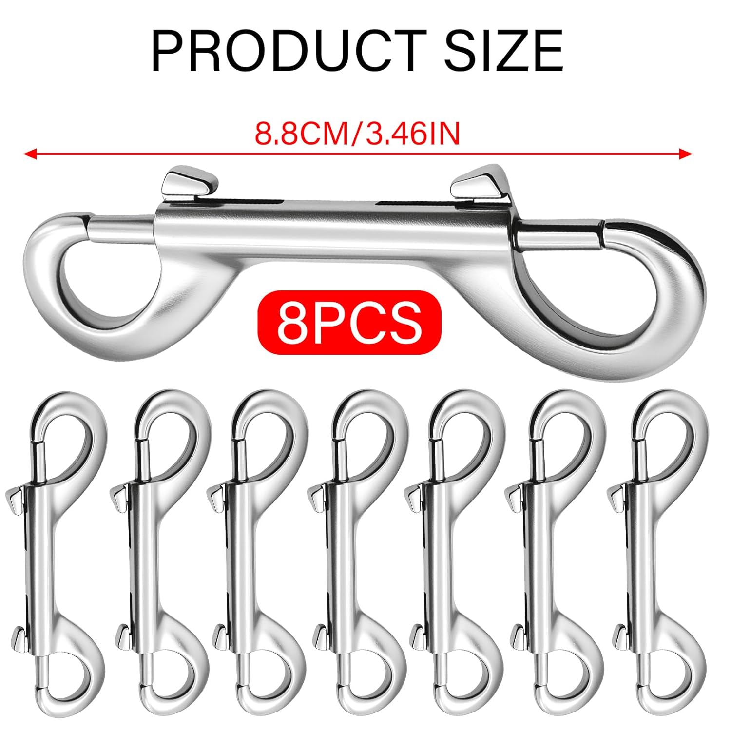 3.5 Inch Double Ended Snap Hooks – Zinc Alloy Metal Clips with 110 lb Load Capacity, Double Sided Bolt Snaps for Leashes, Water Buckets, Hammocks - Image 2
