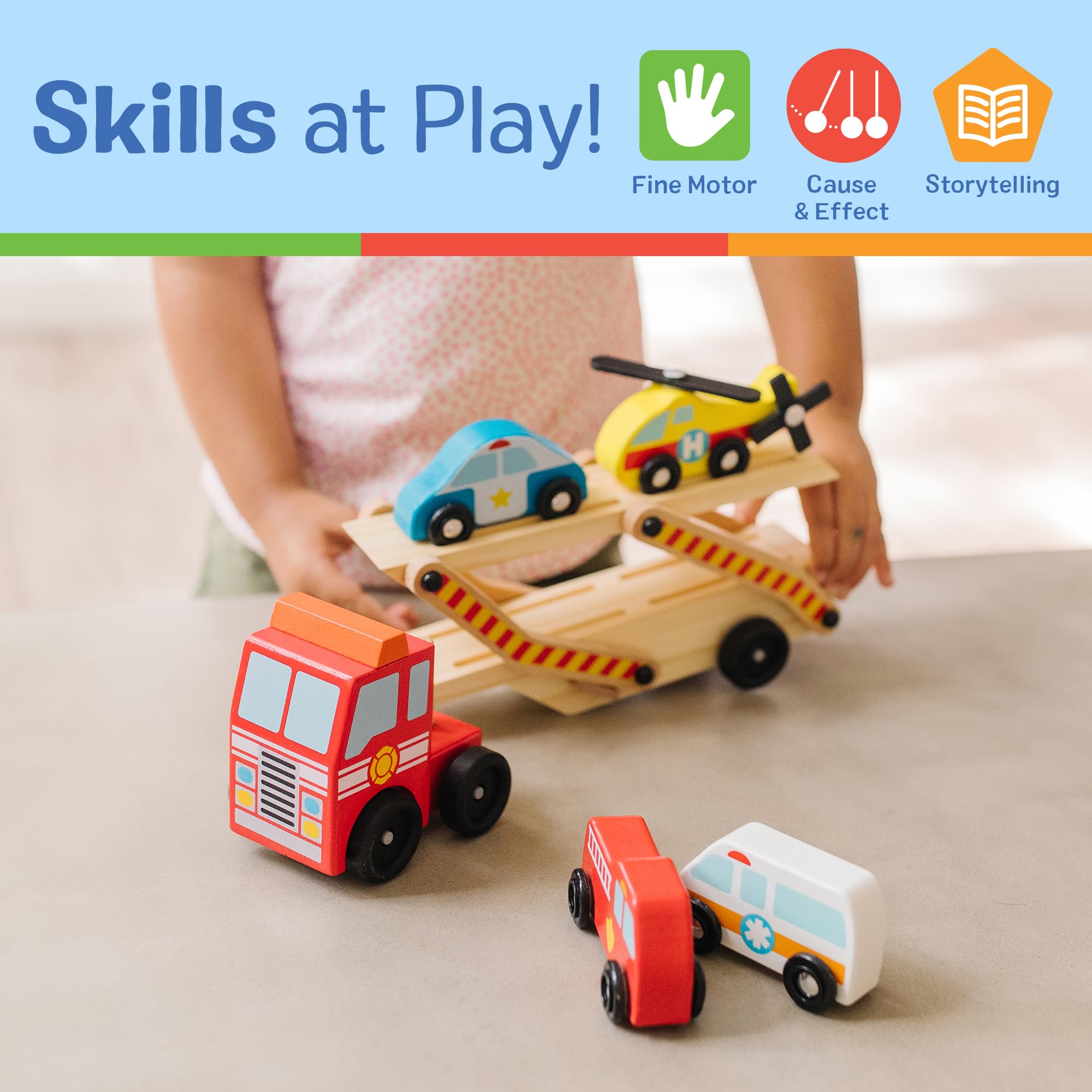 Melissa & Doug Emergency Vehicle Carrier Wooden Vehicle