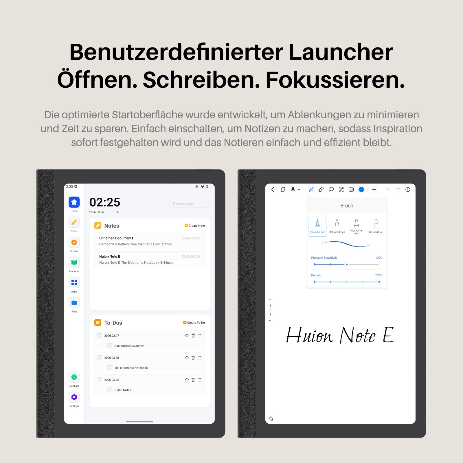 Huion Note E 8,4" Android Notizbuch, batterieloser Stift 8192 Druckstufen, papierähnliches Display, 6GB+128GB, Fingerabdruck & Cloud Backup, ideal zum Notizen, Lesen und Zeichnen.