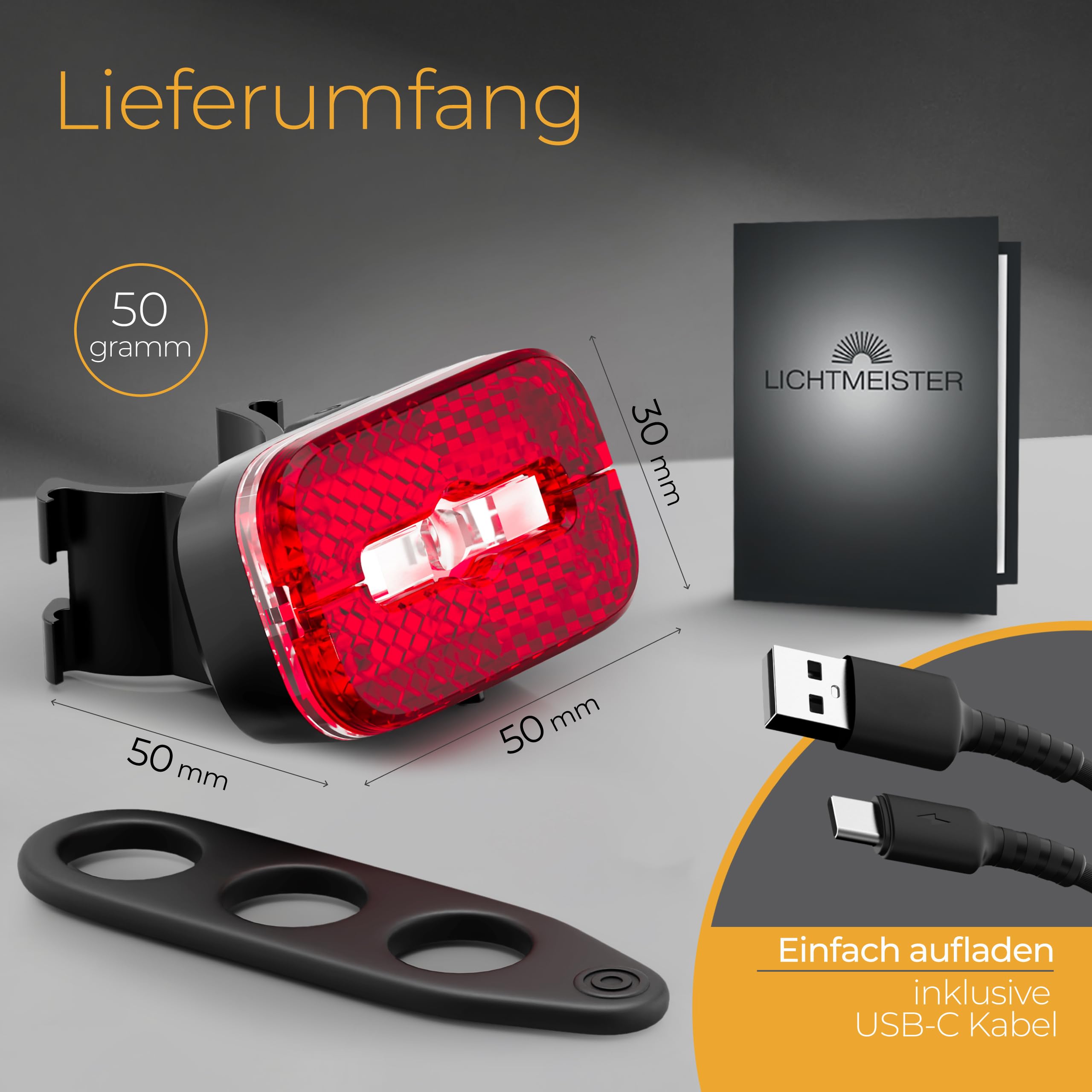 LICHTMEISTER® Rücklicht Fahrrad mit Reflektor und Bremslichtfunktion - Fahrrad Rücklicht mit StVZO Zulassung - Fahrradlicht hinten - Fahrrad Rücklicht LED